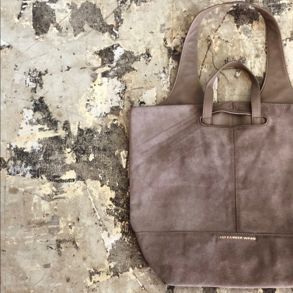 Alexander Wang Alpha Shopper Taupe Tan Brown Leather Suede HandBag Purse - Picture 4 of 8